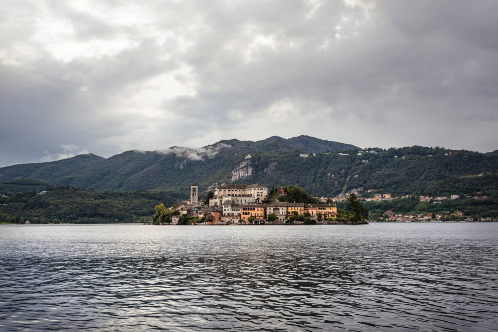 Lake Orta, San Giulio Island view from Orta village